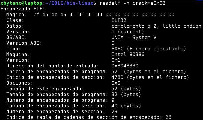 readELF over crackme0x02